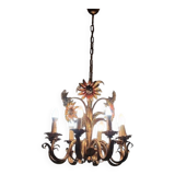 Set of painted metal chandeliers with flower decor
