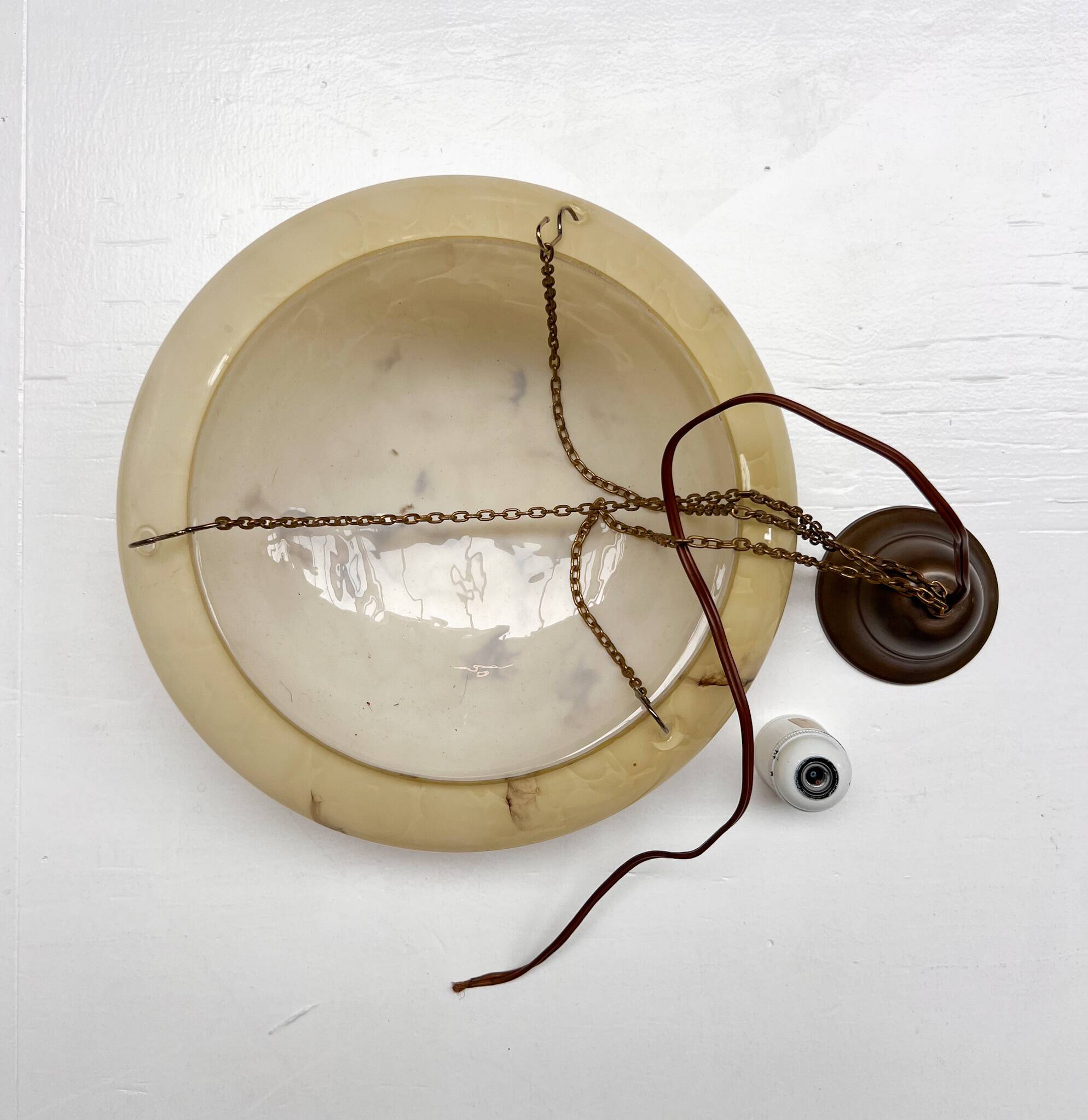 Art Deco bowl lamp with marble pattern from the 1930s