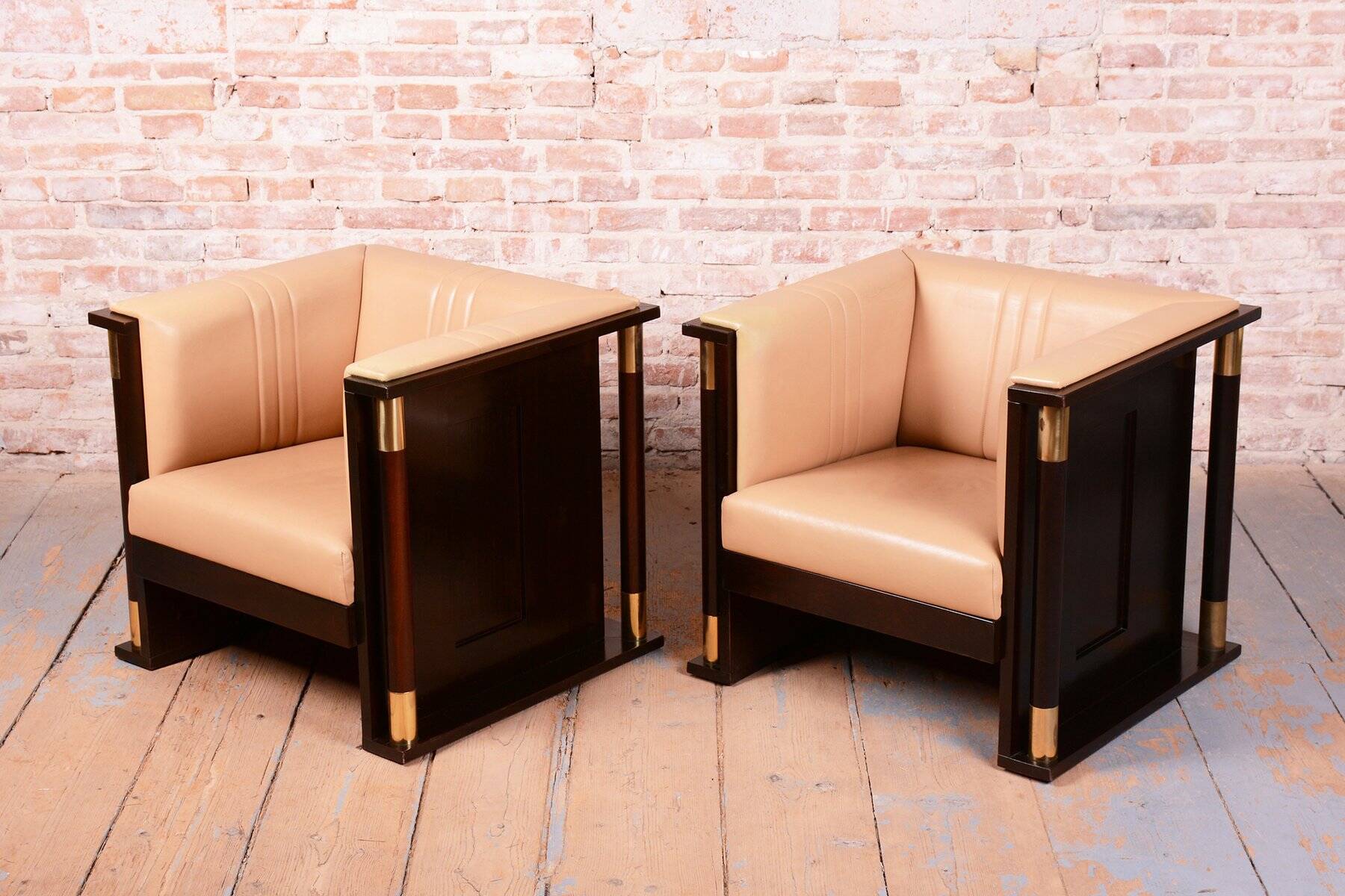 Art Nouveau Mahogany Armchairs from J. Hoffmann, Austria, 1910s, Set of 2