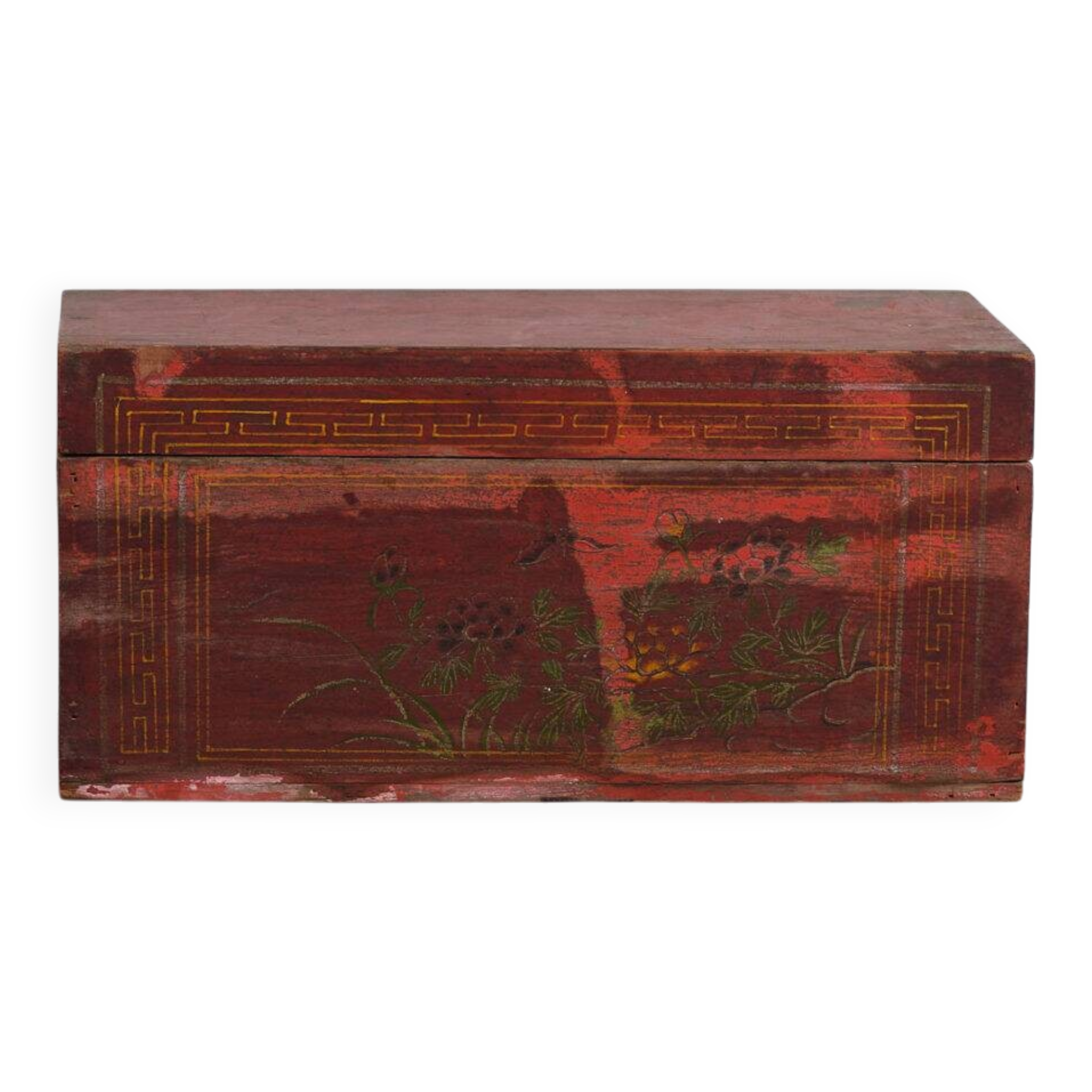 Small antique chest with floral patterns (circa 1900) #19