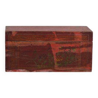 Small antique chest with floral patterns (circa 1900) #19