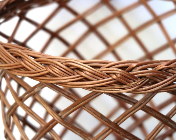 Corbeille à papier en osier, années 70