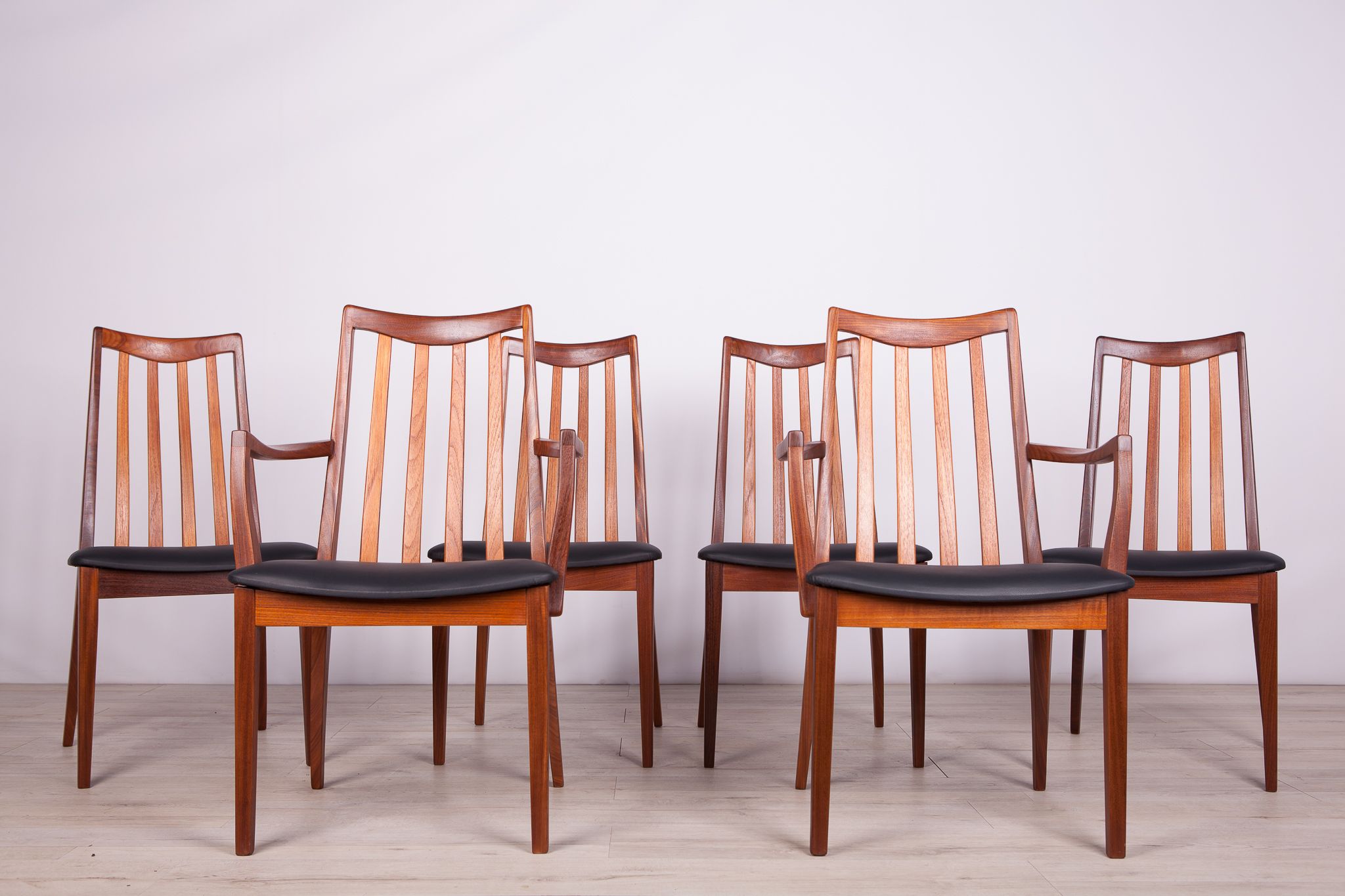 Mid Century Teak & Leather Dining Chairs by Leslie Dandy for G-Plan, 1960