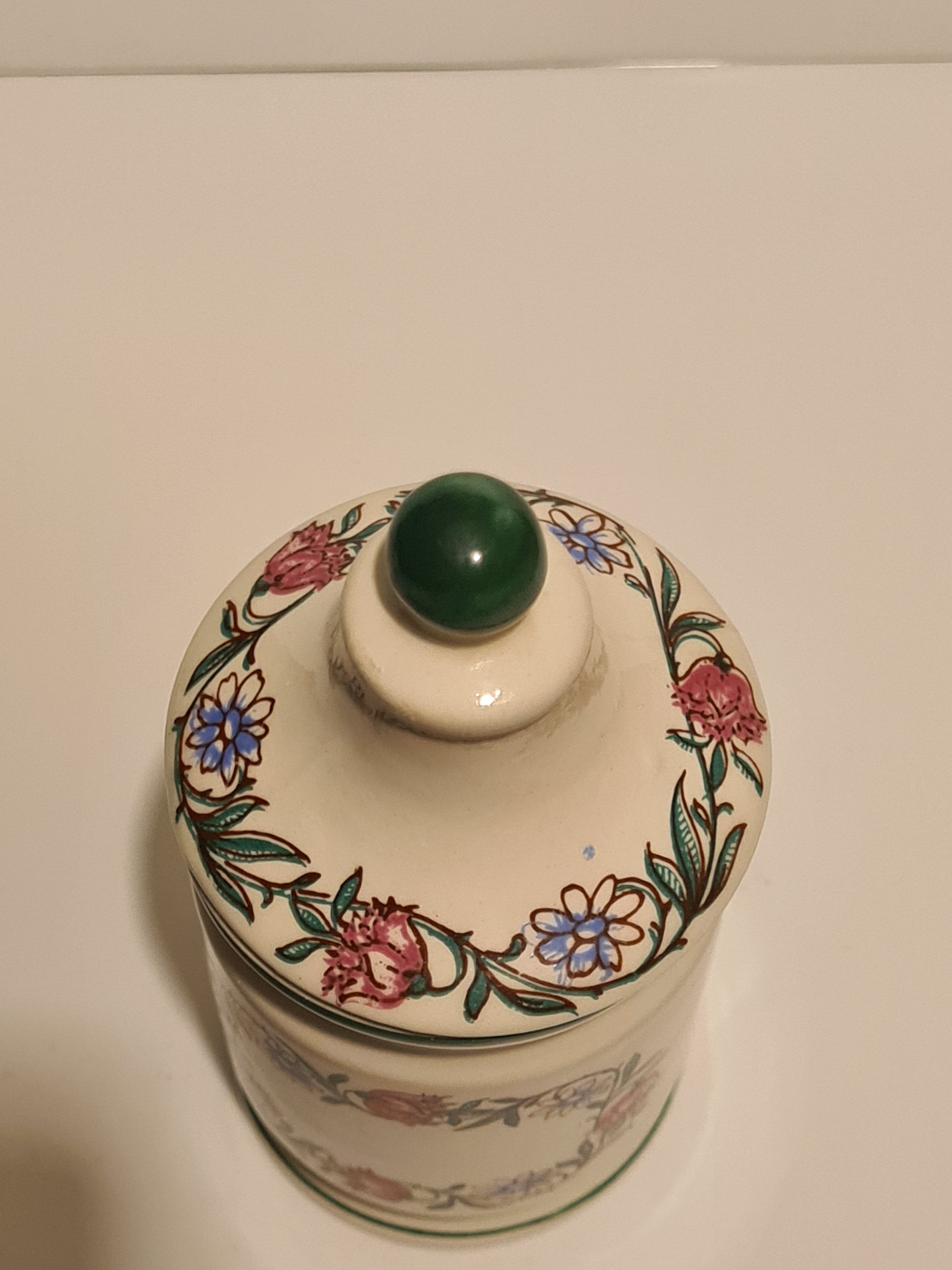 Pot mustard Parizot faience Digoin Sarguemine floral décor