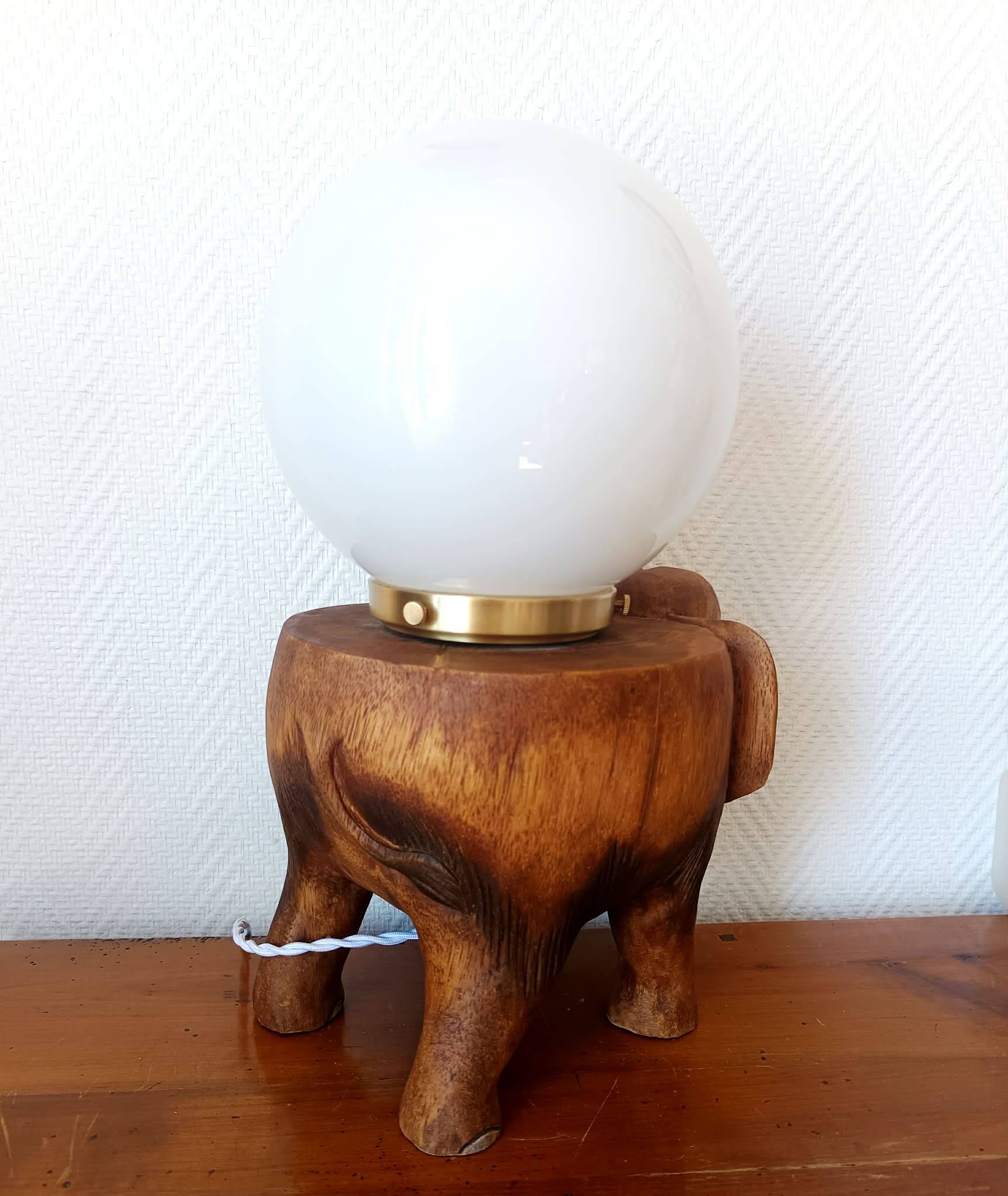 Elephant lamp and opaline