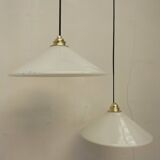 Pair of opaline pendant lights
