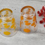 Set of vintage orange and green glasses