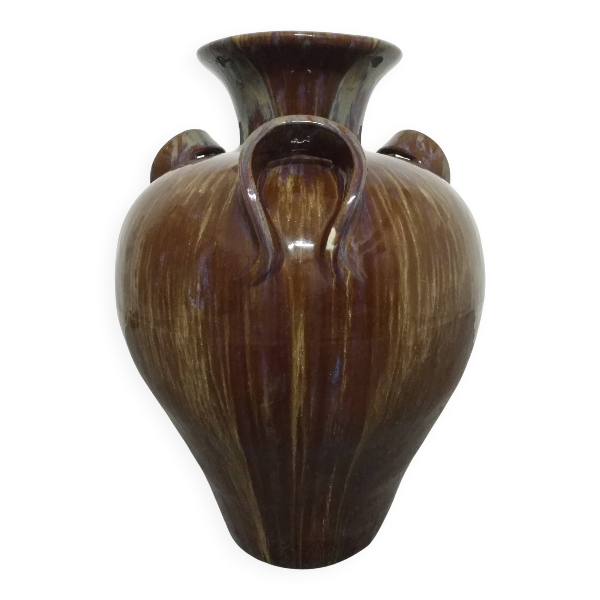 Jarre XXL Art nouveau en grès émaillé, France vers 1900