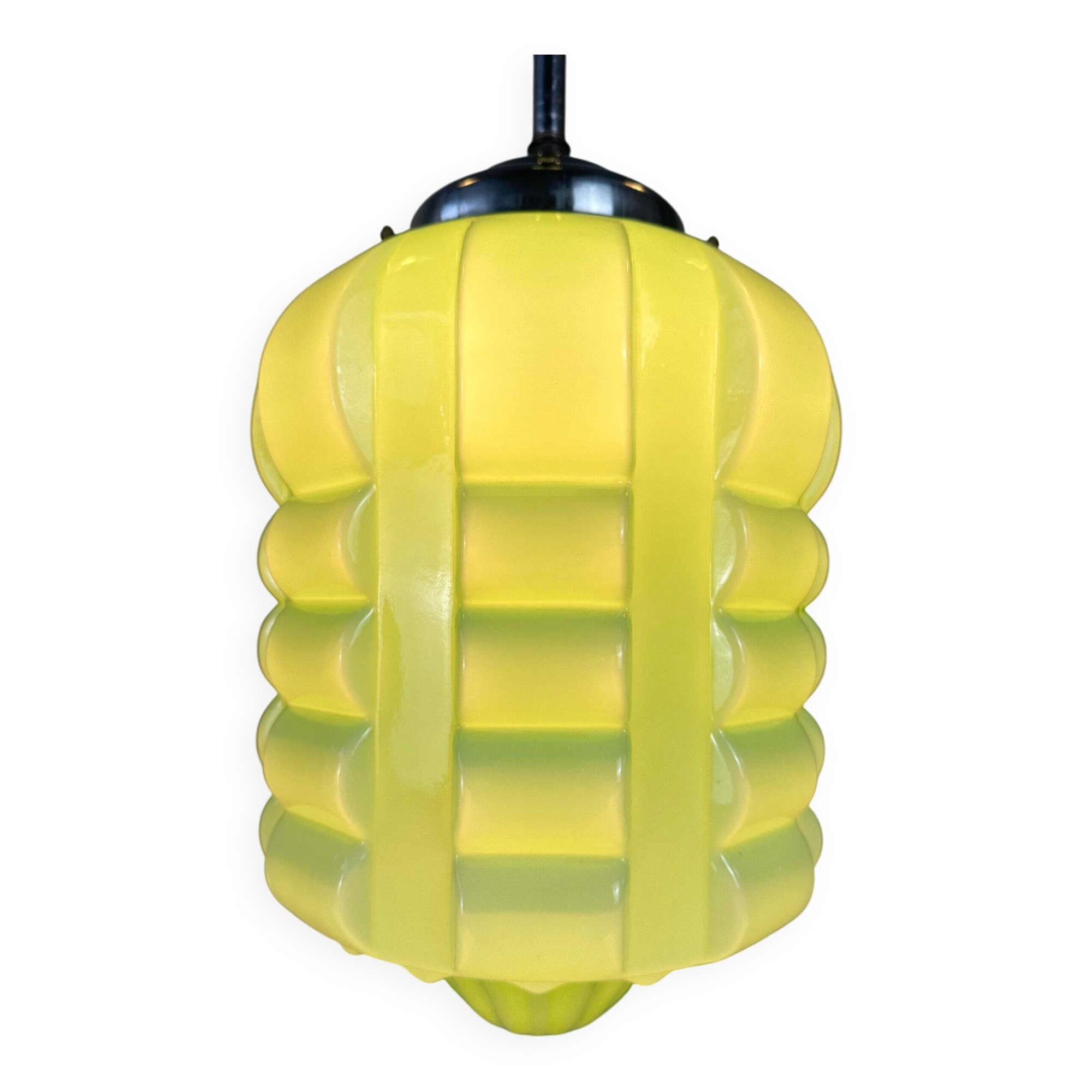 Art deco pendant lamp 'skyscraper' – green opaline
