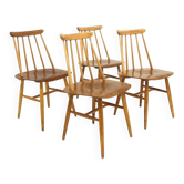 Set de 4 chaises "Fanett" en teck par Ilmari Tapiovaara, Suède, 1960