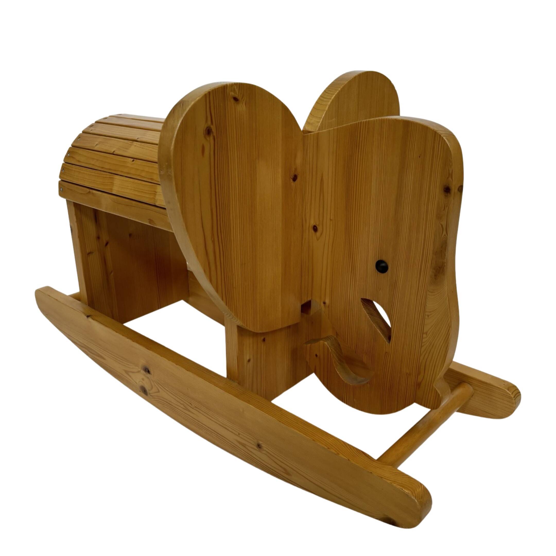 Vintage Swedish design Wooden Rocking Elephant jr  80's design