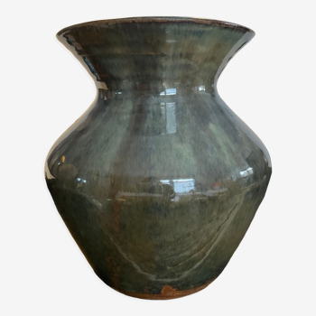 Vase vintage en grès émaillé signé
