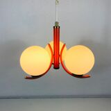 Richard Essig orange chandelier with opaline glasses, 1970
