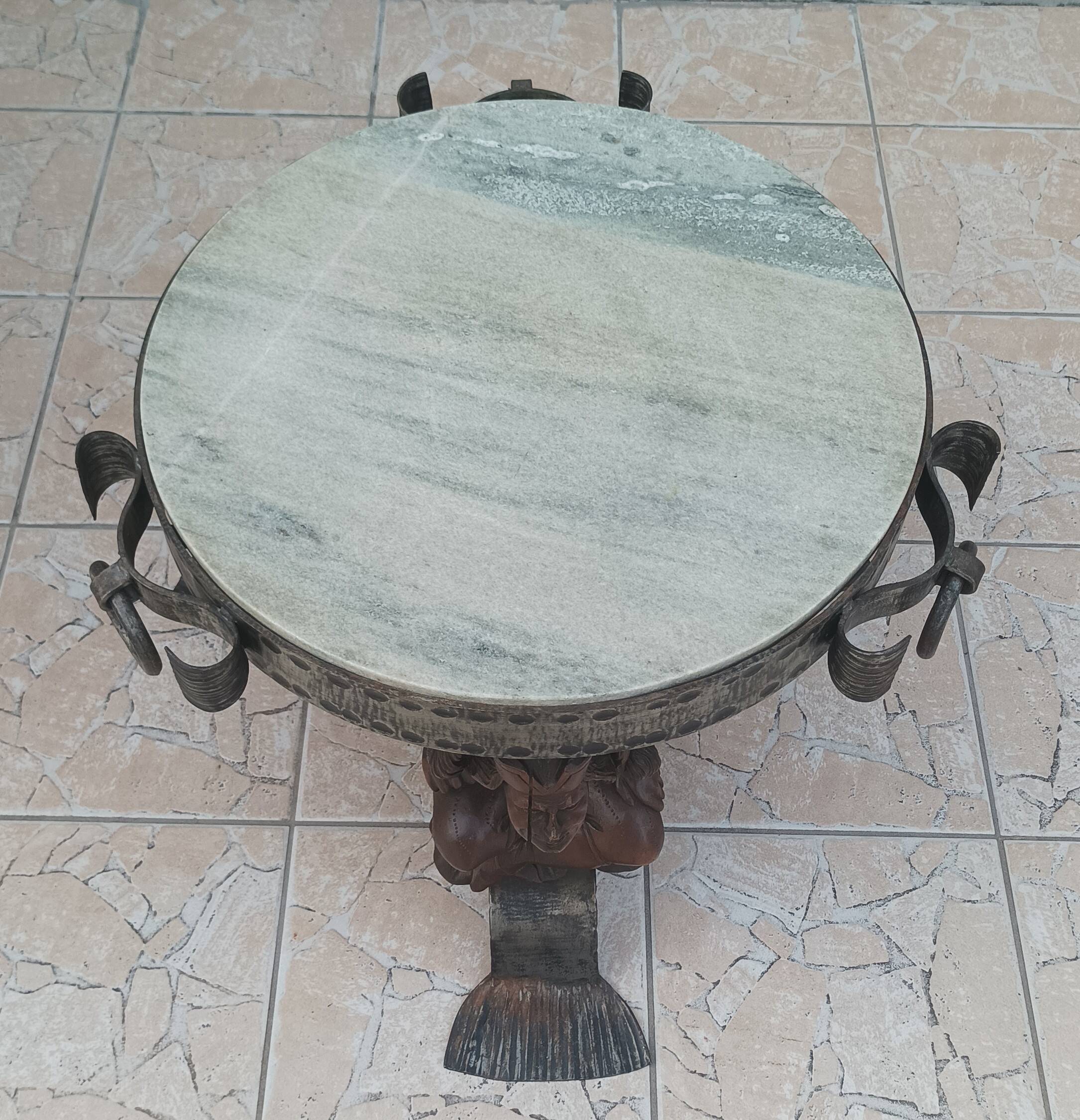 Jean-maurice rothschild (1902-1999) wrought iron and marble coffee table