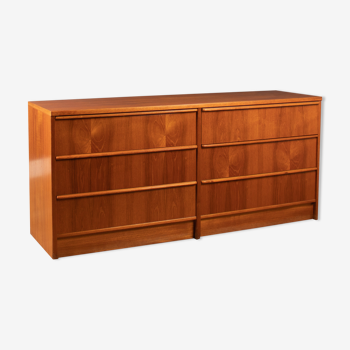 Retro teak 1960s restored steens danish double 8 drawer chest of drawers sideboard