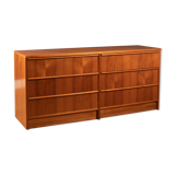 Retro teak 1960s restored steens danish double 8 drawer chest of drawers sideboard