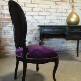 Black Louis XV desk with its medallion chair