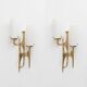 Paire d'appliques brutalistes en bronze et verre de Murano dans le goût de  Felix Agostini