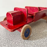 Red wooden flatbed truck. 1930s-40s