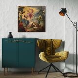 18th century Italian panel painting, Hermes entrusts Dionysus to the nymphs