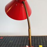 Lamp cocotte red gooseneck brass perforated stars