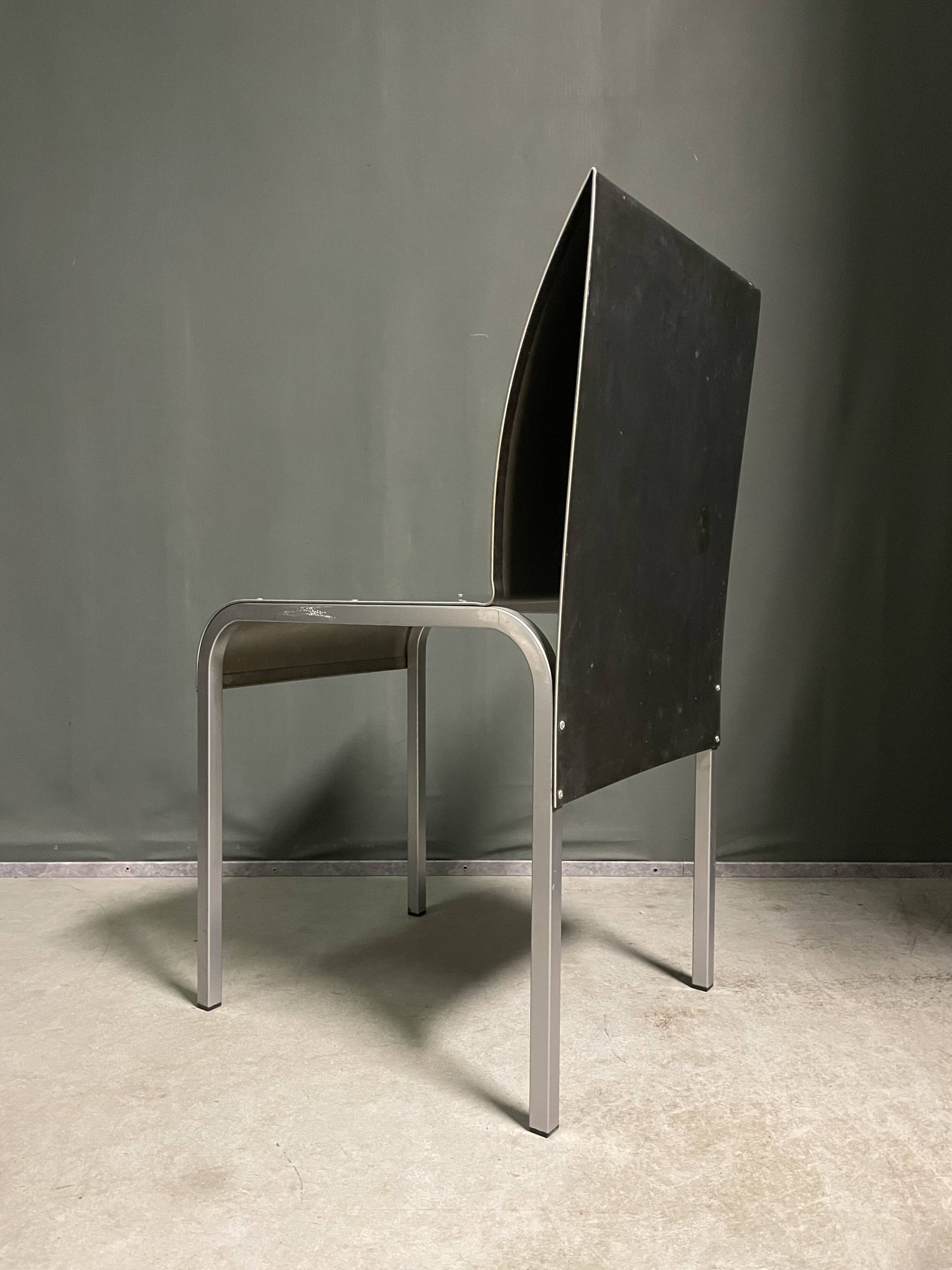 Rare set of 4 Aluminium side chairs 1980's