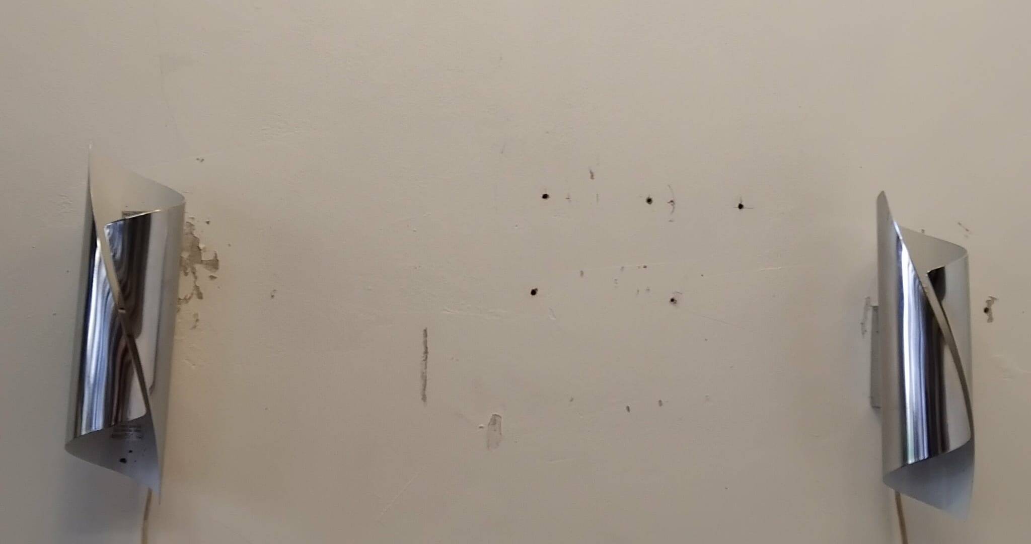 Pair of 70s/80s bidirectional chrome wall lights