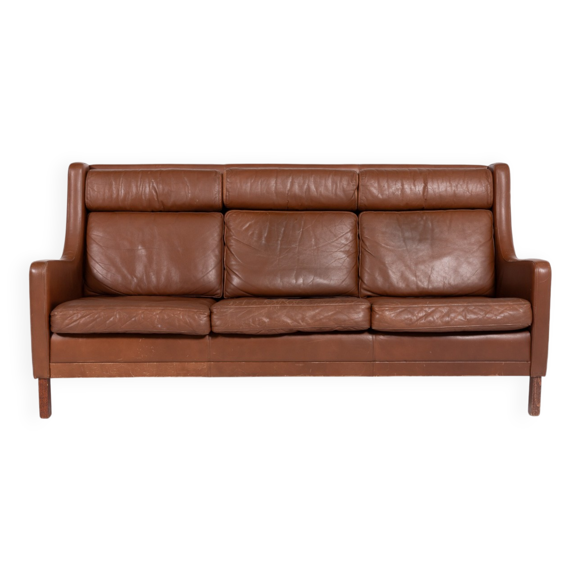Canapé en cuir cognac danois moderne des années 1970