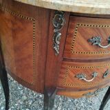 Commode ancienne style louis xv marqueterie plateau marbre