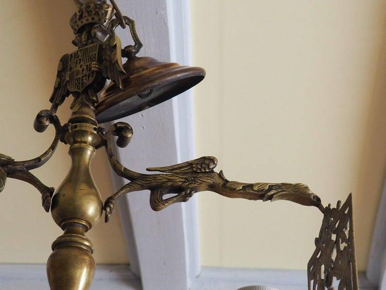 Antique gothic Brass Dragon griffin Chandelier light fitting light Fixture,