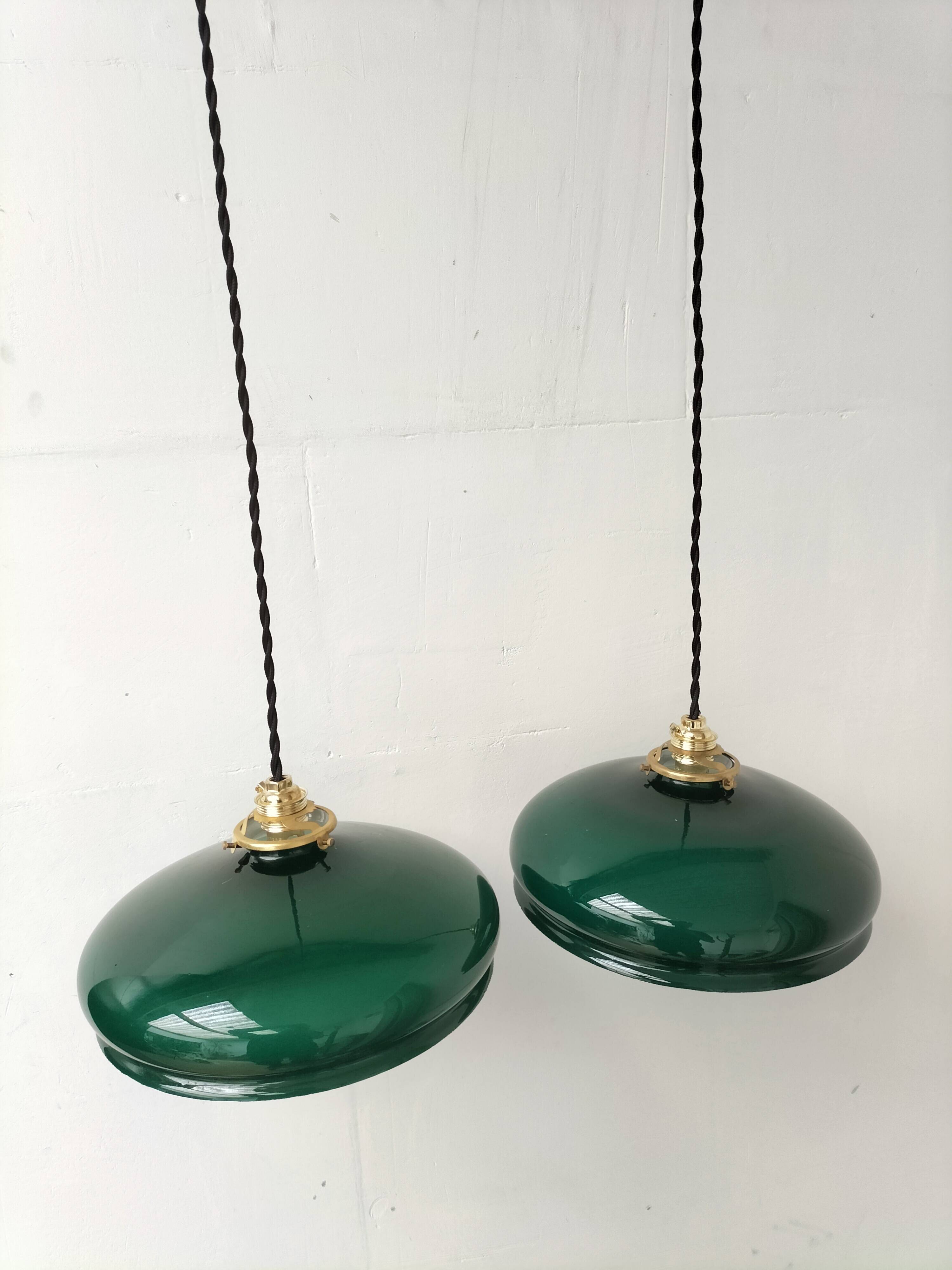 Green opaline pendant lights