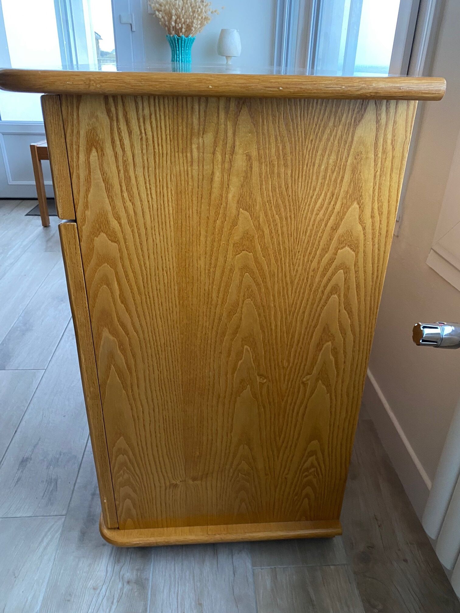 Enfilade en frêne et rotin