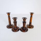 Mid-century set of 4 birch candlesticks by Carl Malmsten, Sweden, 1960s.