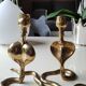 Pair of Zoomorphic candlesticks cobras, brass. Art Deco