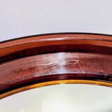 Miroir rond vintage en plexiglas orange Space Age 1970