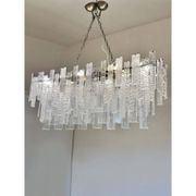 Contemporary Italian Rectangular Strip “Listelli” Murano Glass Chandelier b