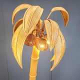 Vintage bamboo palm tree floor lamp, 1970s