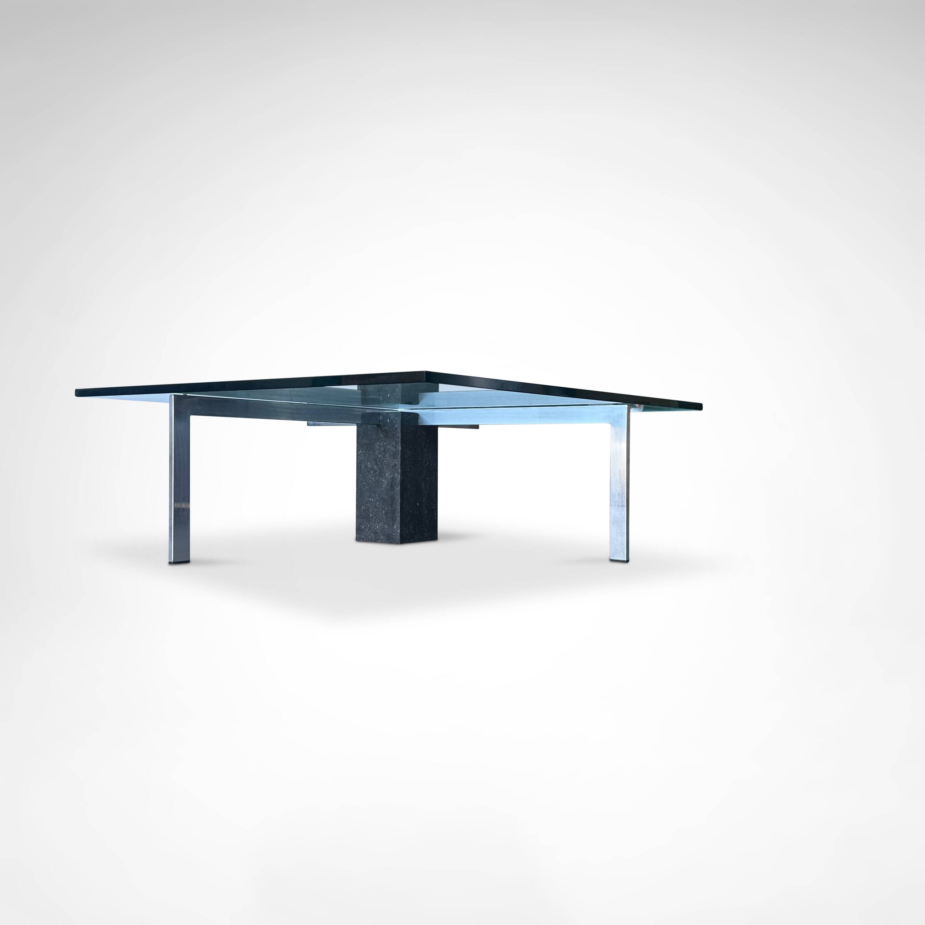 KW1 glass, metal and granite coffee table by Hank Kwint for Metaform 1980s