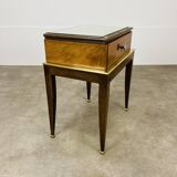 Art Deco mirror and brass bedside table