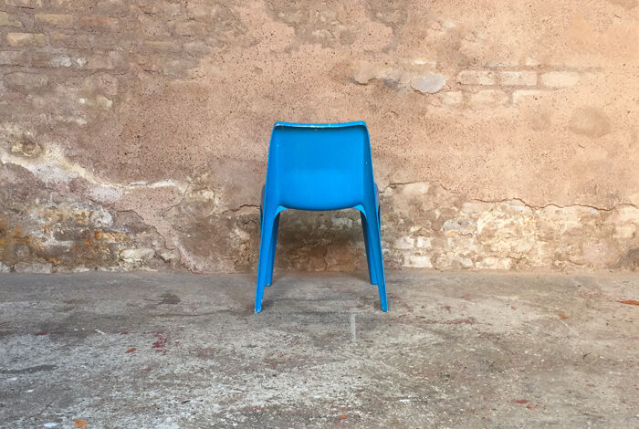 Chair blue casting by Helmut Batzner