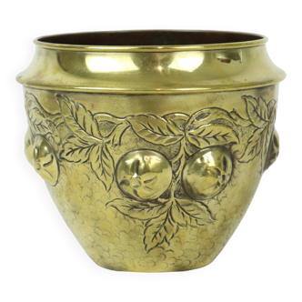 Vintage Ornate Brass Flower Pot Planter Fruit Decoration 18cm