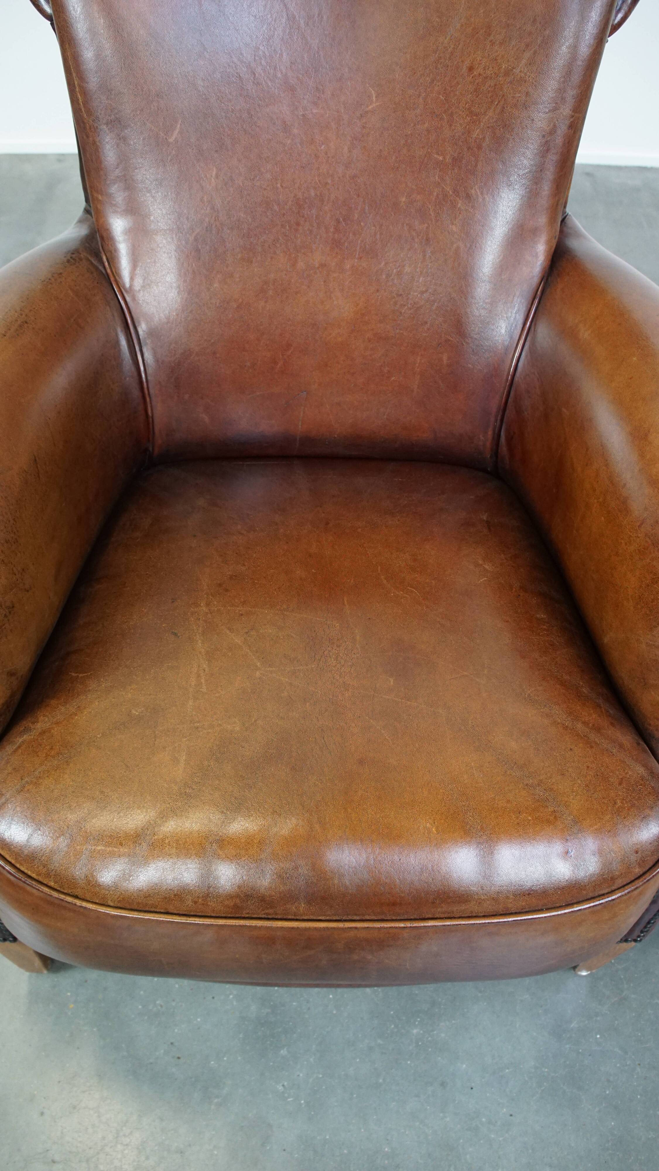 Set of 2 sheepskin leather armchairs