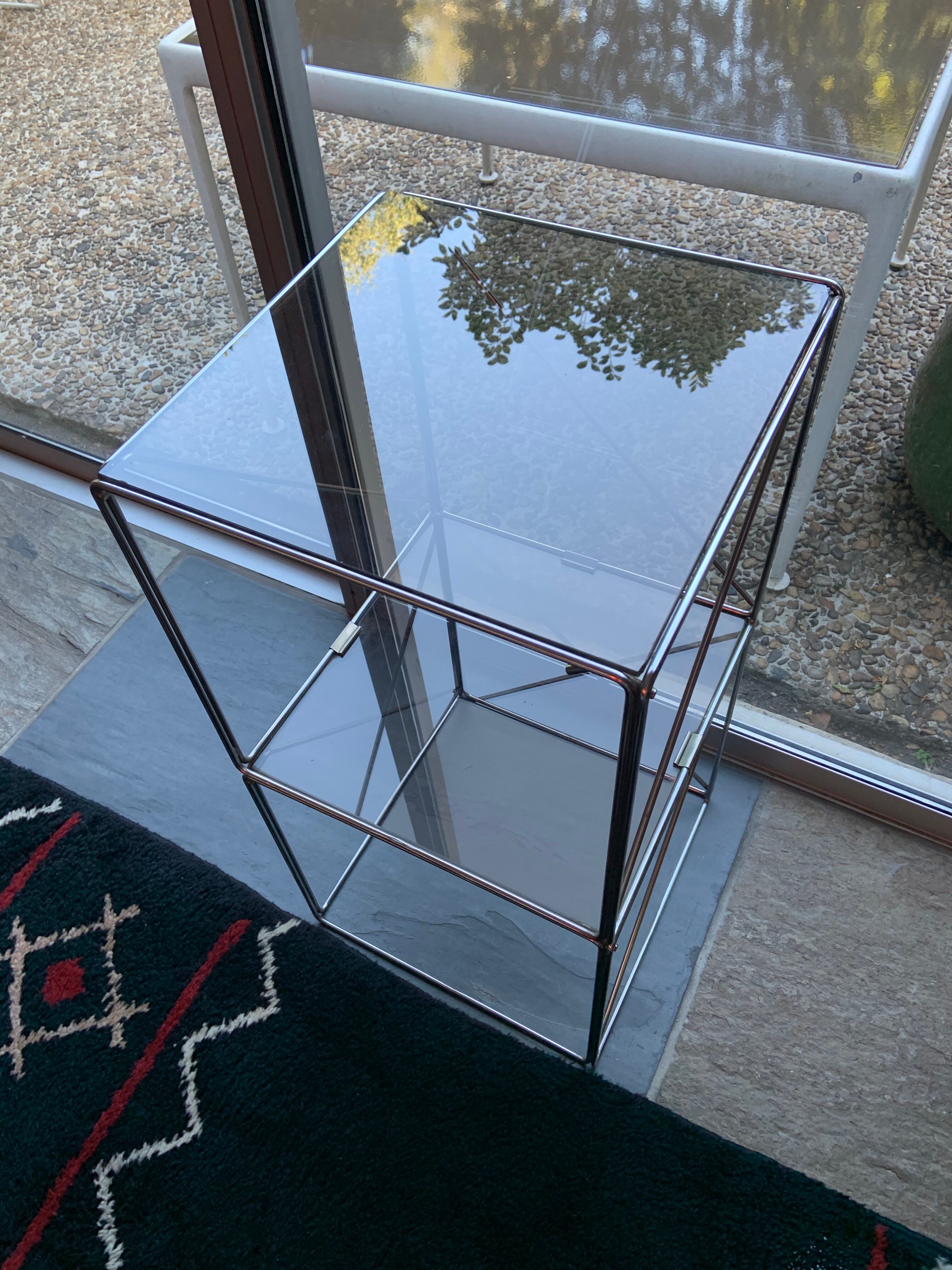 Chromium metal and glass side table 1970s