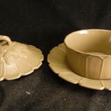 Beurrier en faience fine de Sarreguemines milieu XIX ème
