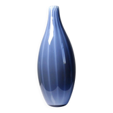 Grand vase poire vintage verre fumé doublé d'opaline bulle de savon Murano