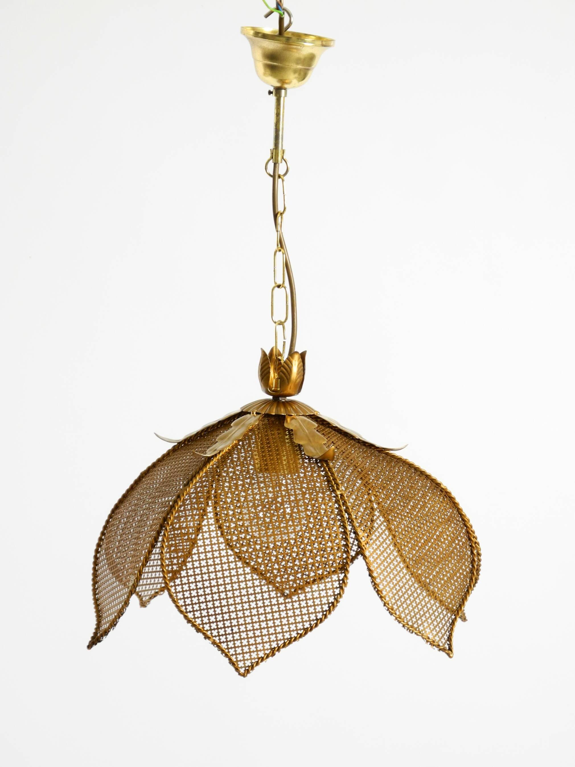 Beautiful rare 1980s Regency floral design brass ceiling lamp