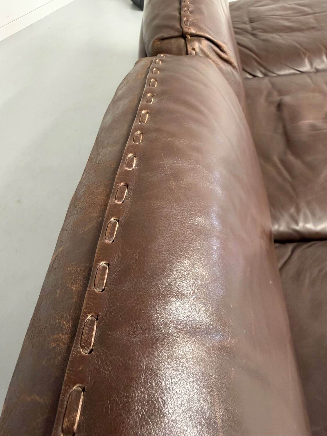 De Sede DS31 vintage leather 3-seater canapé banquette from the 1970s.