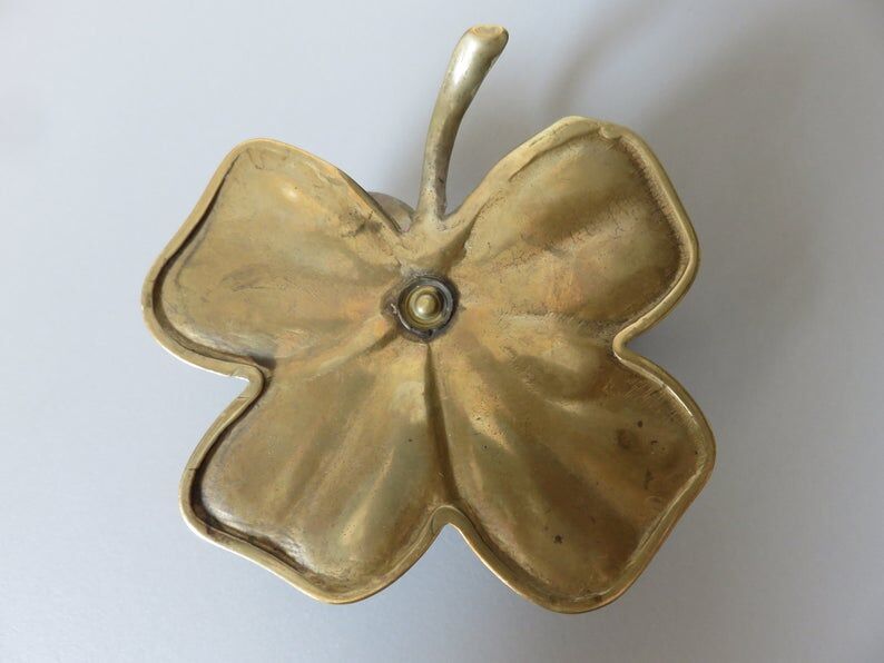 Flower candle "4-leaf clover" in 70s brass