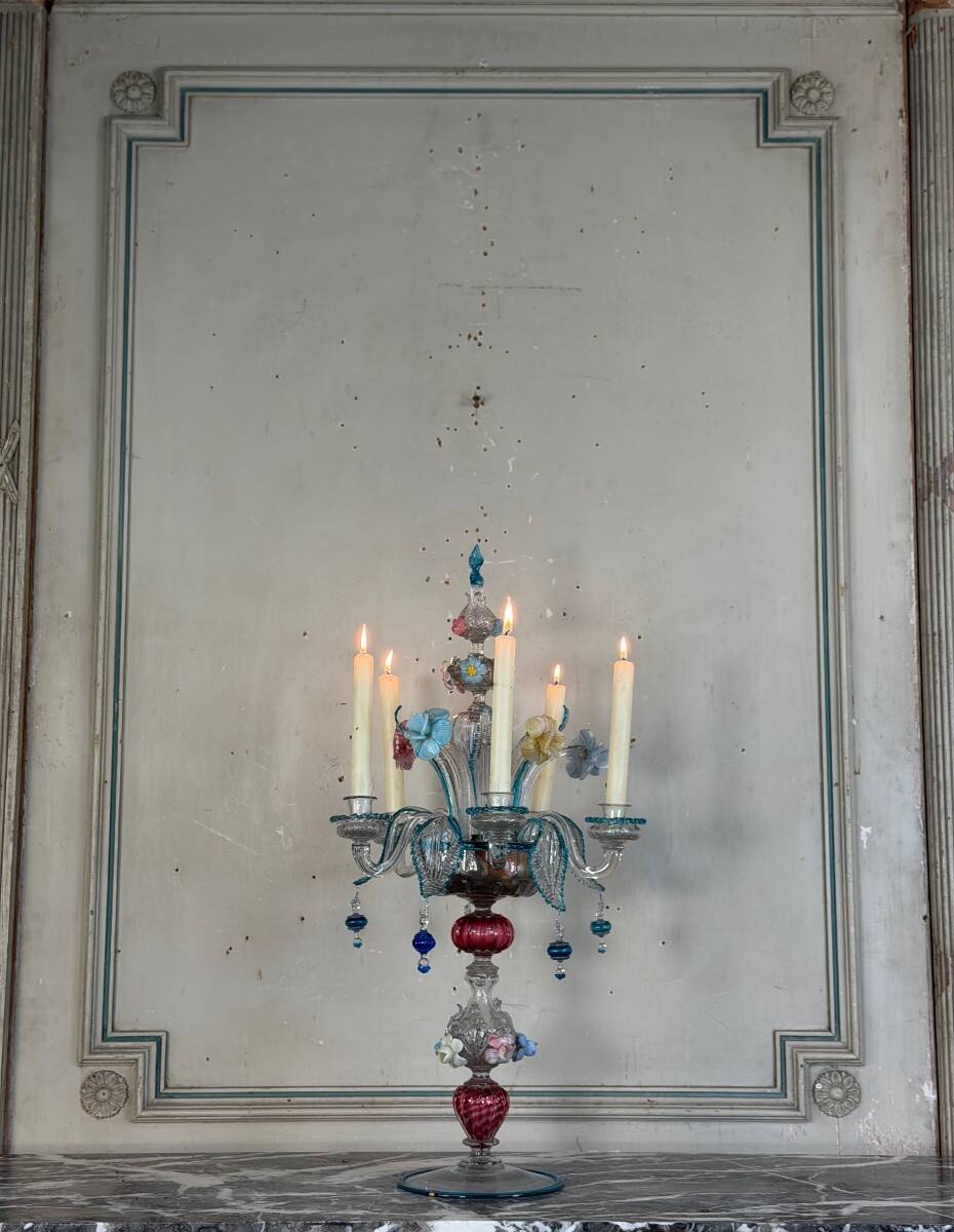 Girandole vénitienne en verre de Murano multicolore, XIXème siècle