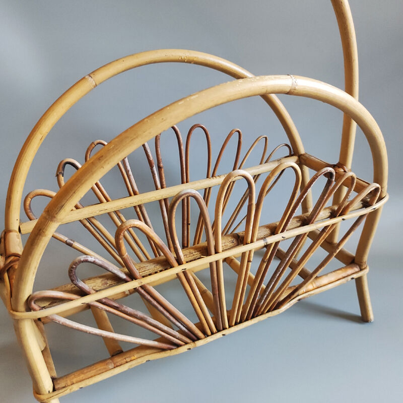 Magazine rack in bamboo and rattan 1960